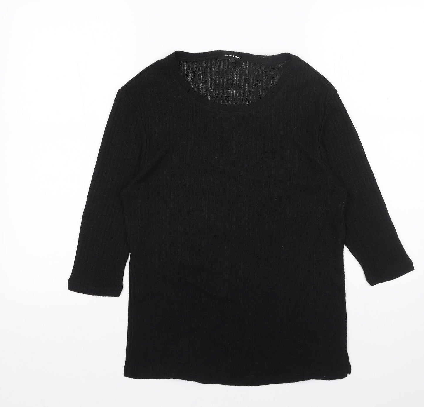 New Look Womens Black Scoop Neck Acrylic Pullover Jumper Size 10