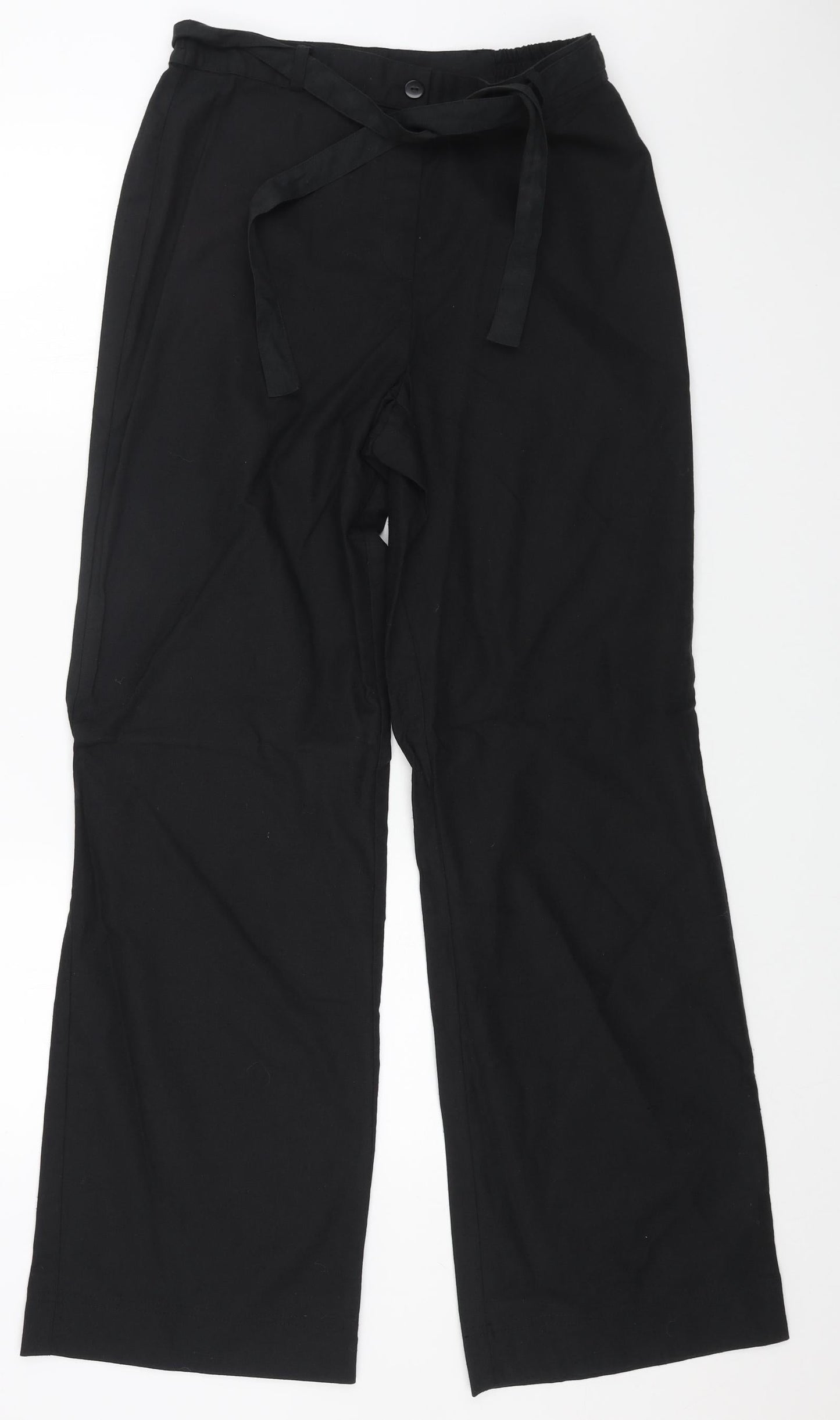 Casual Comfort Womens Black Cotton Trousers Size 12 L30 in Regular Button
