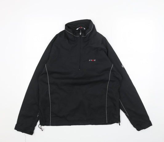 FIVE Womens Black Polyester Pullover Sweatshirt Size 10 Zip