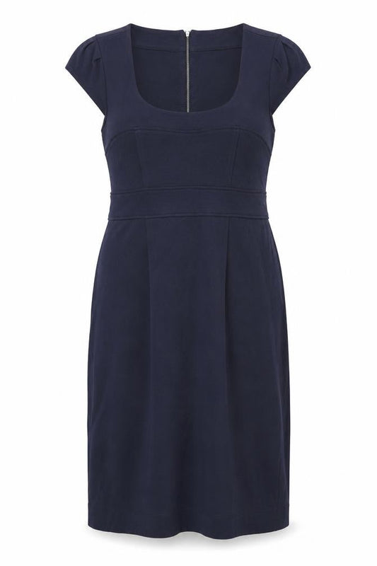 PINODUCCI Womens Blue Cotton Sheath Size L Scoop Neck Zip
