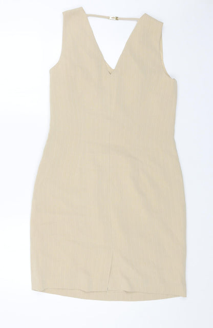 Betty Barclay Womens Beige Polyester Sheath Size 12 V-Neck Zip
