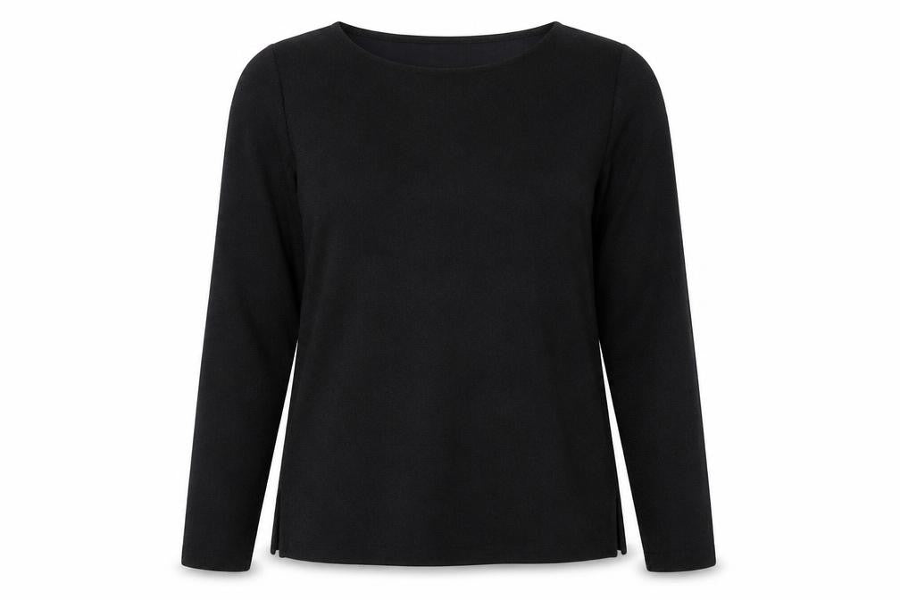 Autograph Womens Black Geometric Polyamide Basic Blouse Size 14 Round Neck