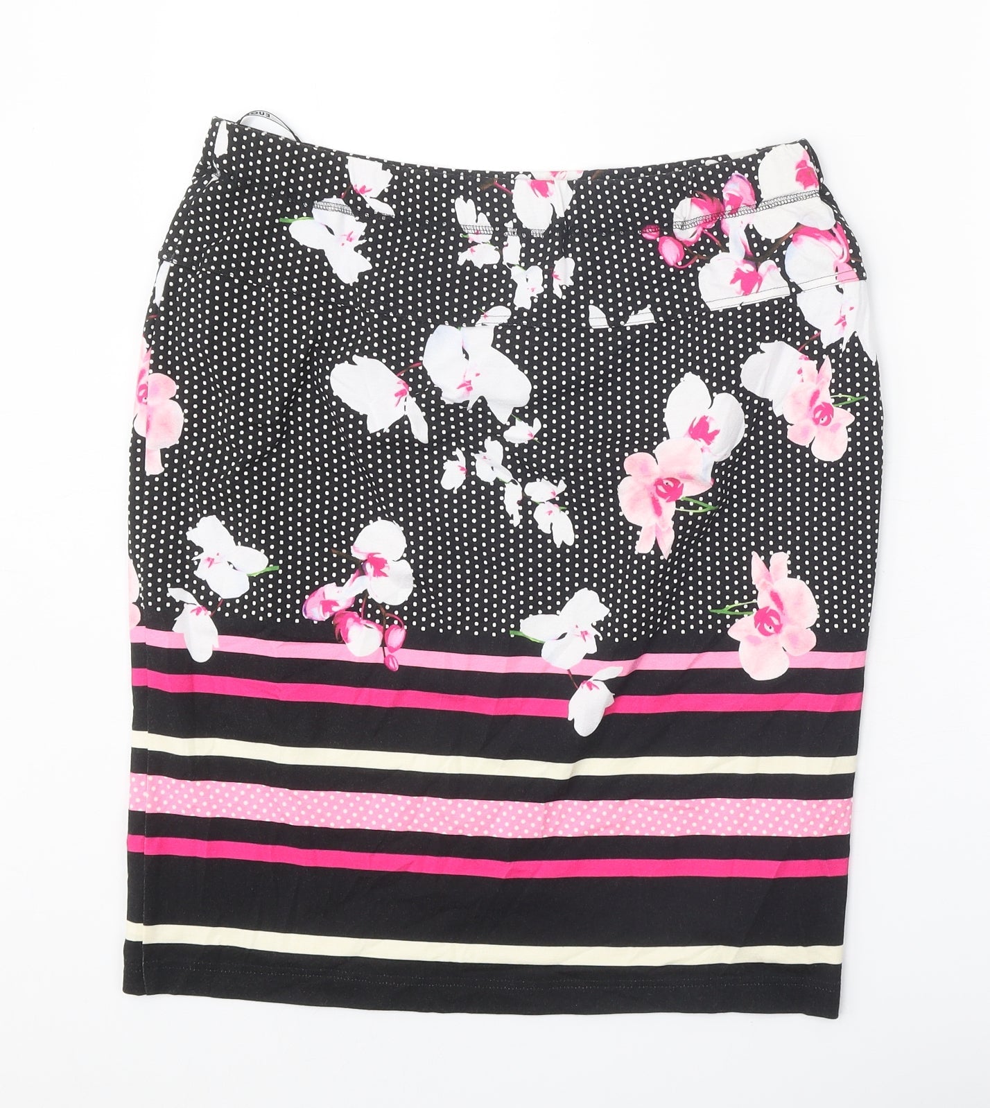 Eugen Klein Womens Black Geometric Polyester Straight & Pencil Skirt Size 32 in