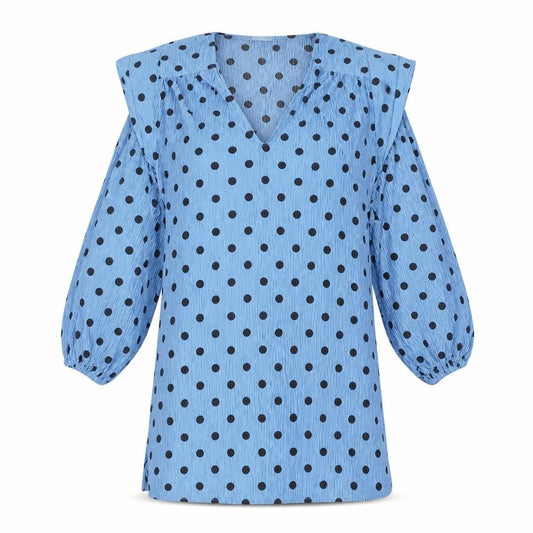 Zara Womens Blue Polka Dot Polyester Shift Size S V-Neck Pullover