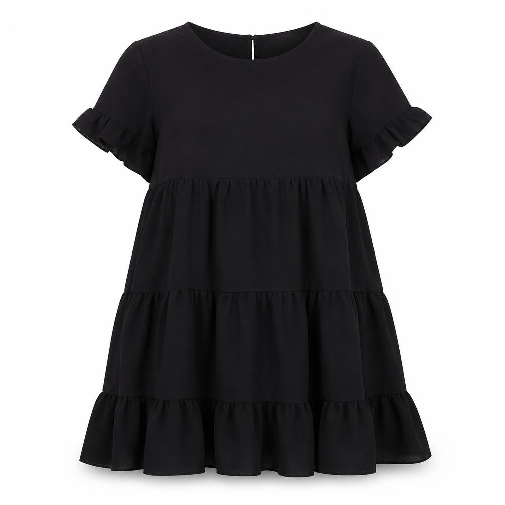 Cameo Rose Womens Black Polyester A-Line Size S Scoop Neck Button - Tiered