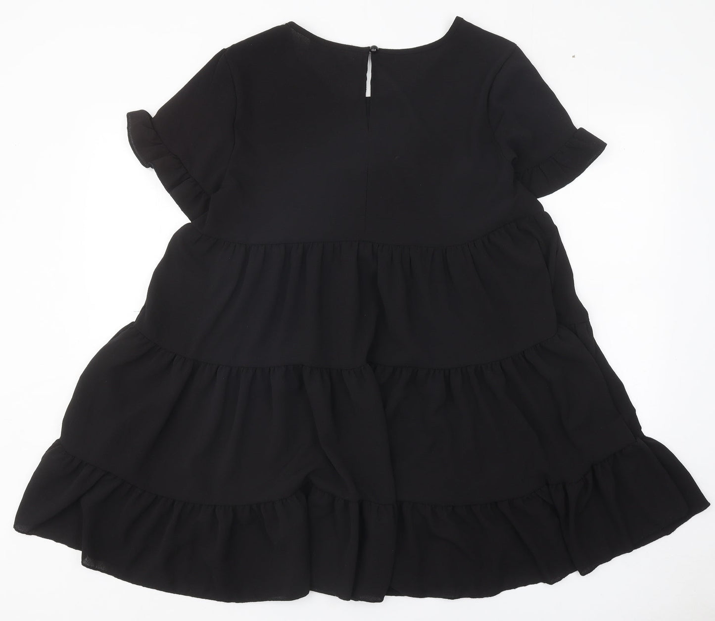 Cameo Rose Womens Black Polyester A-Line Size S Scoop Neck Button - Tiered