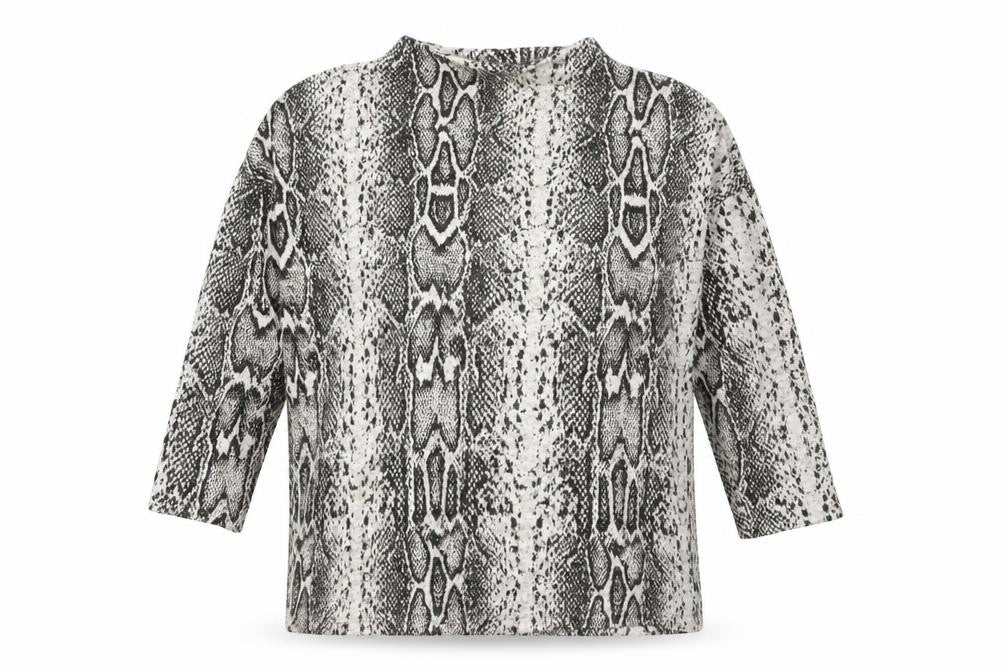 TU Womens Grey Round Neck Animal Print Polyester Pullover Jumper Size 12 - Snake print