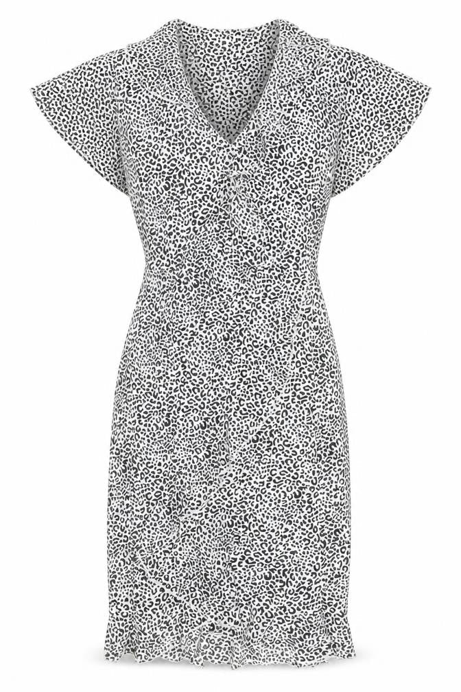 Boohoo Womens White Geometric Polyester A-Line Size 10 V-Neck Zip