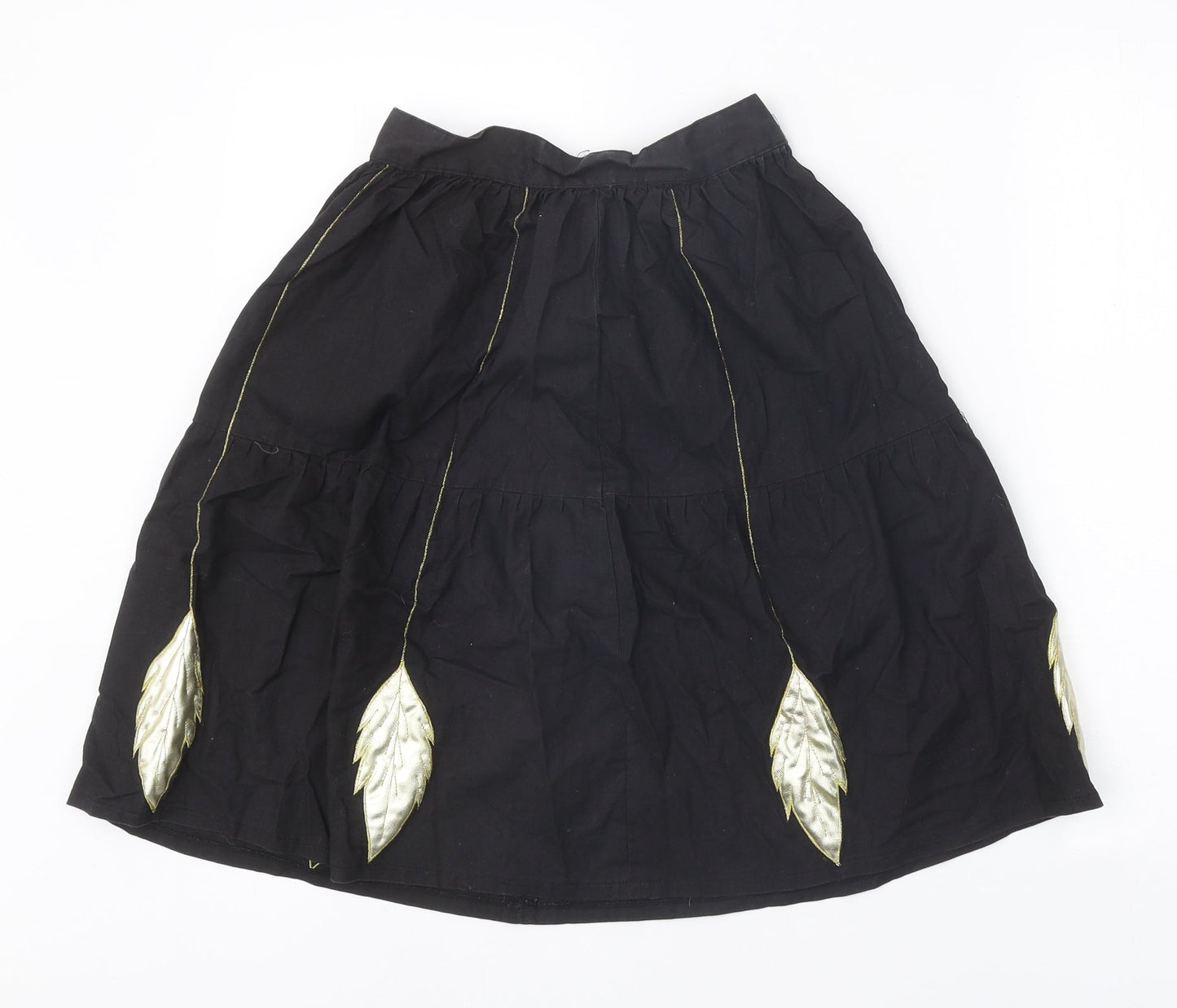 Preworn Womens Black Geometric Polyester Swing Skirt Size 23 in Zip