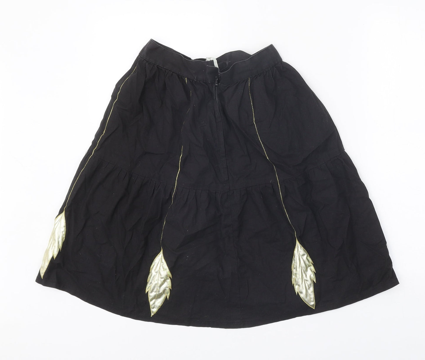 Preworn Womens Black Geometric Polyester Swing Skirt Size 23 in Zip