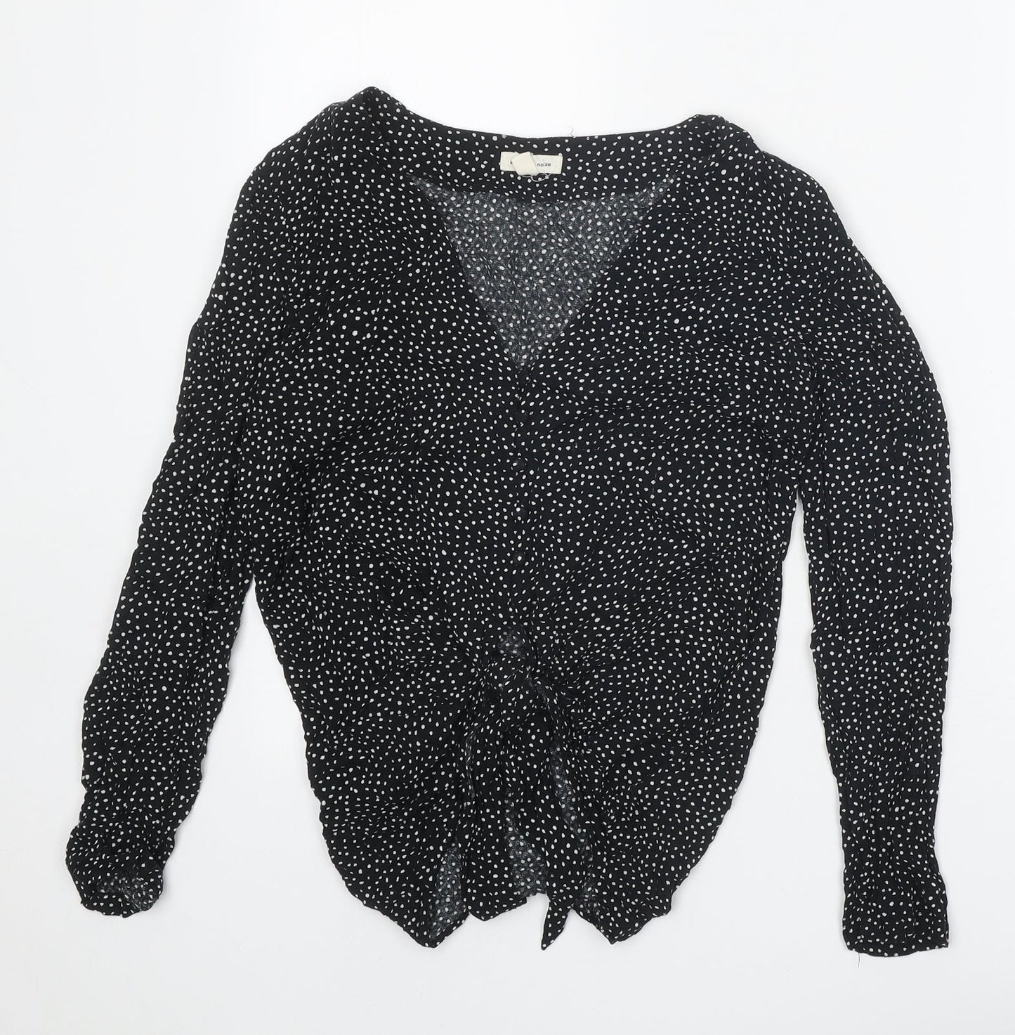 Silence + Noise Womens Black Animal Print Viscose Basic Button-Up Size S V-Neck - Tie Front