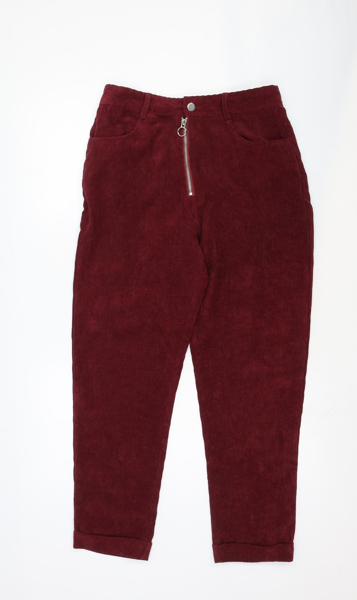 Preworn Womens Red Cotton Trousers Size 10 Regular Zip