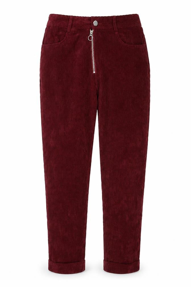 Preworn Womens Red Cotton Trousers Size 10 Regular Zip
