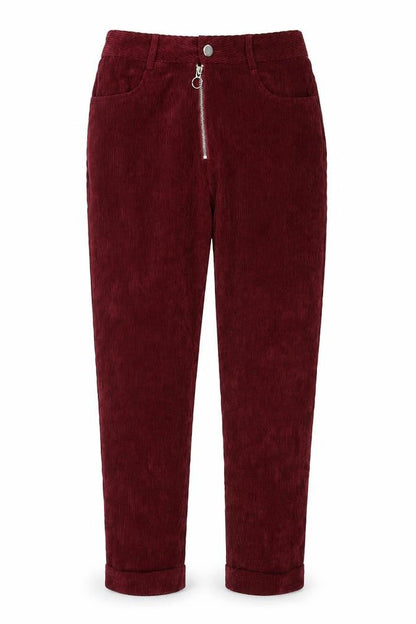 Preworn Womens Red Cotton Trousers Size 10 Regular Zip