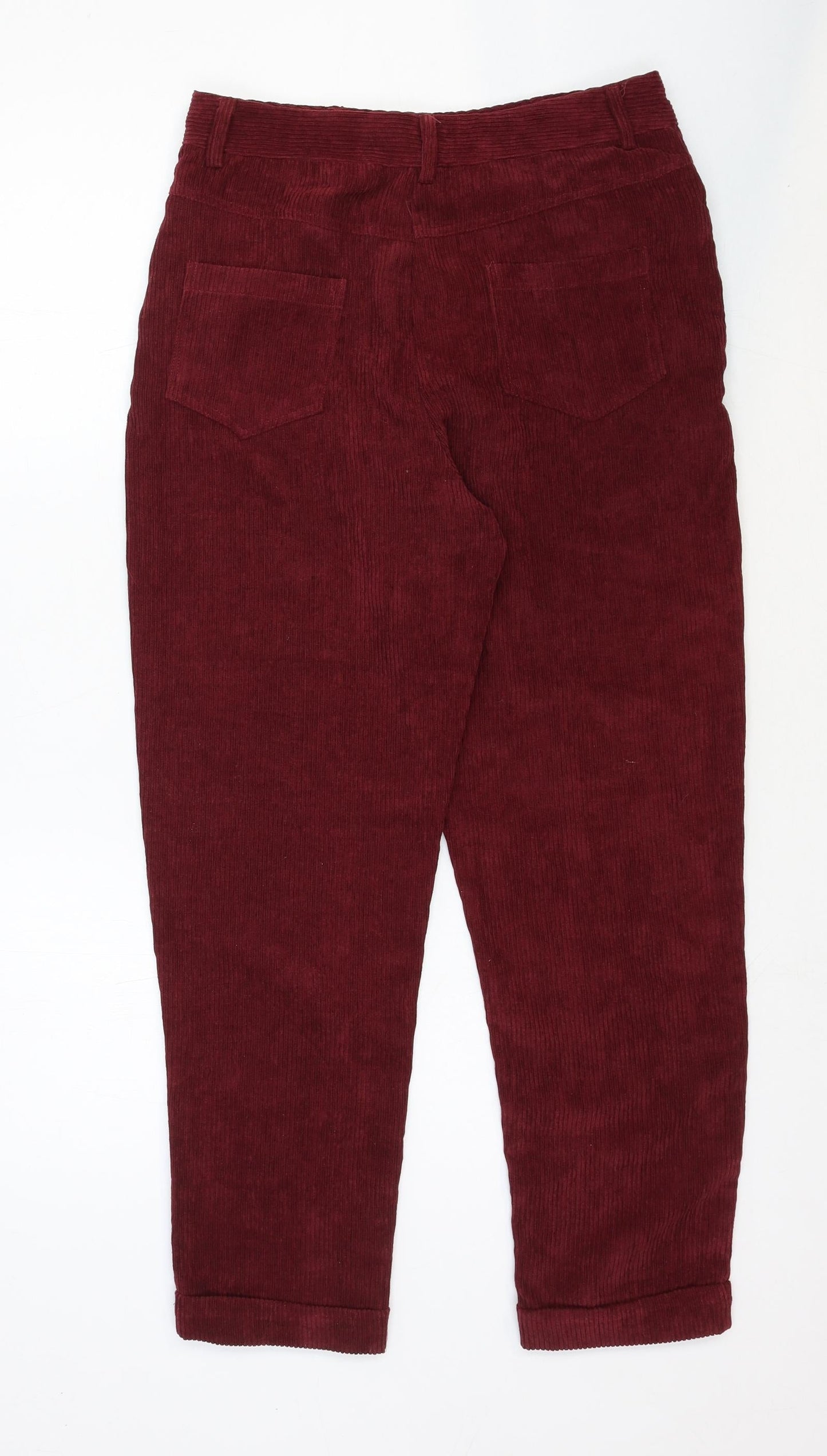 Preworn Womens Red Cotton Trousers Size 10 Regular Zip