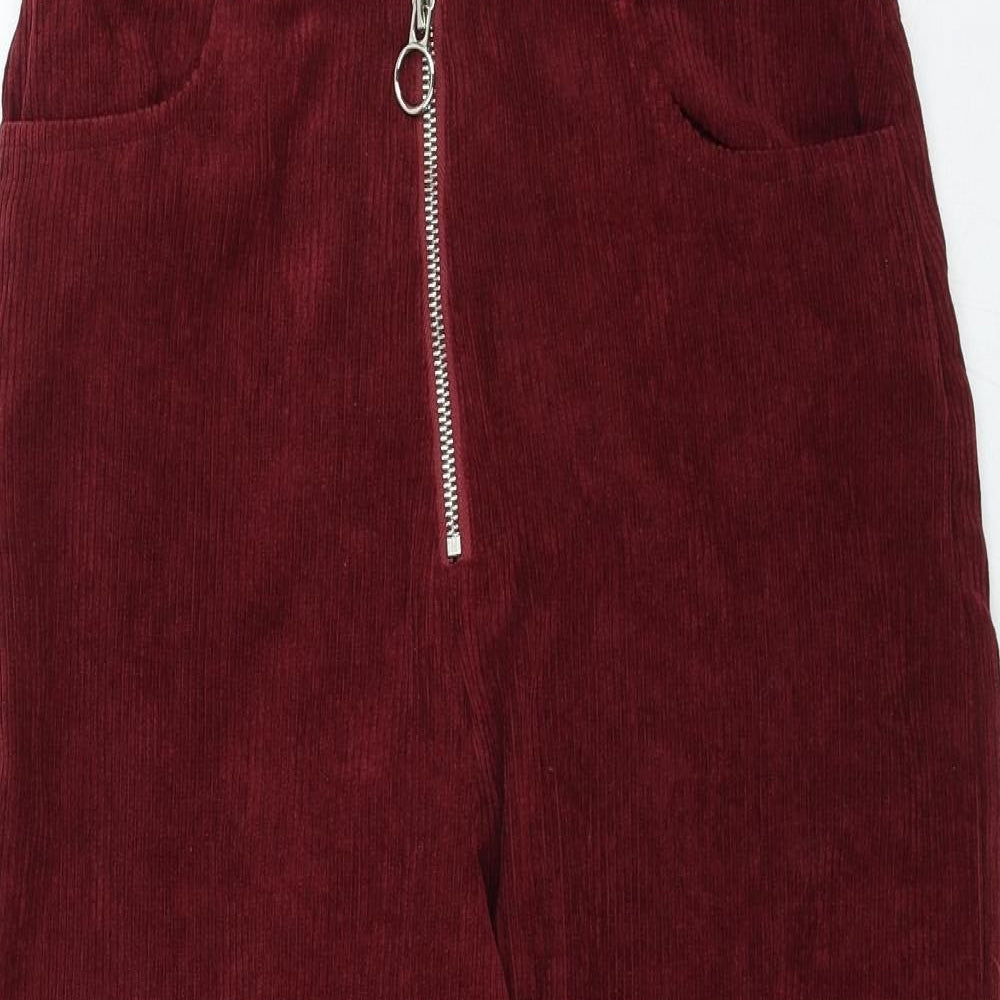 Preworn Womens Red Cotton Trousers Size 10 Regular Zip