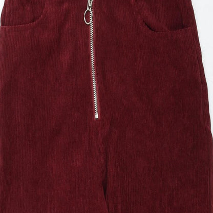 Preworn Womens Red Cotton Trousers Size 10 Regular Zip