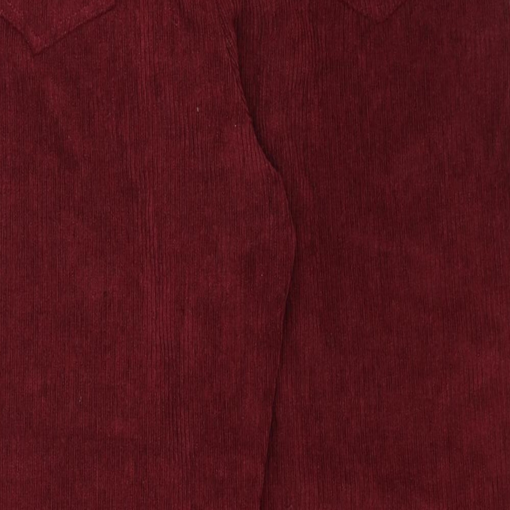 Preworn Womens Red Cotton Trousers Size 10 Regular Zip