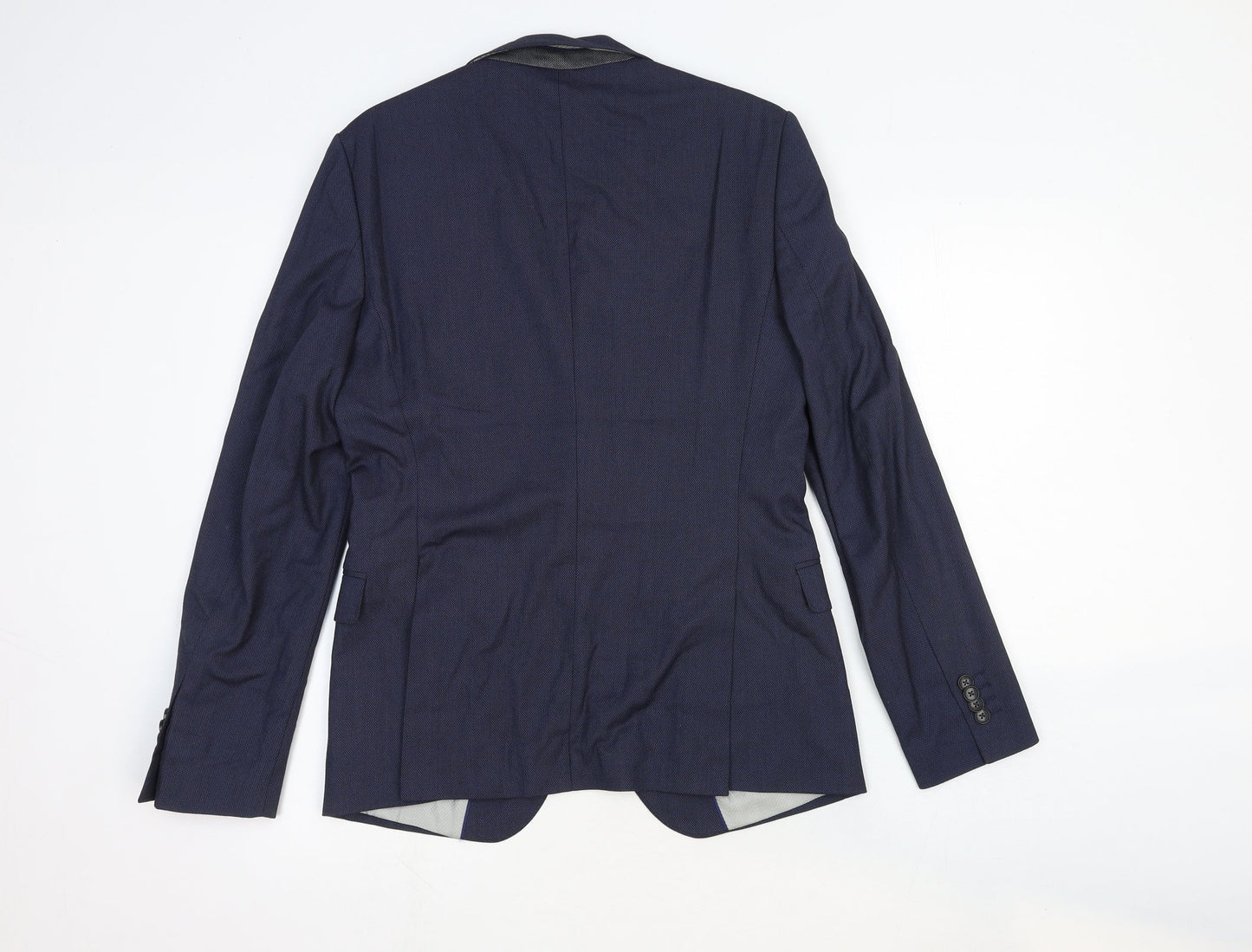 Zara Mens Blue Viscose Jacket Suit Jacket Size 38 Regular