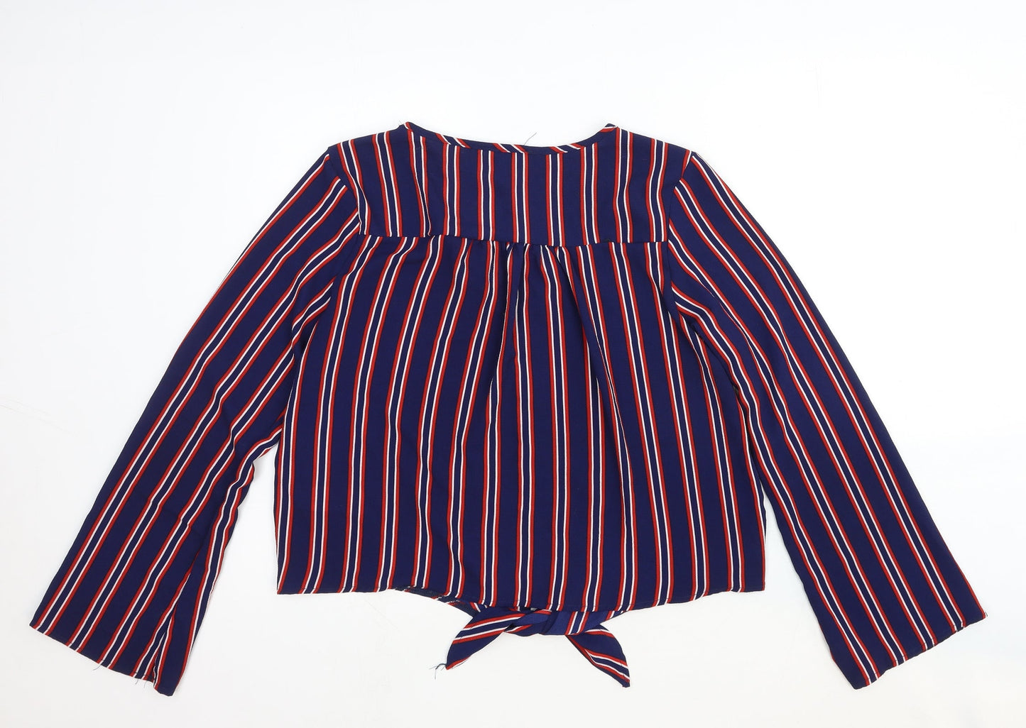 Apricot Womens Multicoloured Striped Viscose Basic Button-Up Size 12 V-Neck - Knot Front