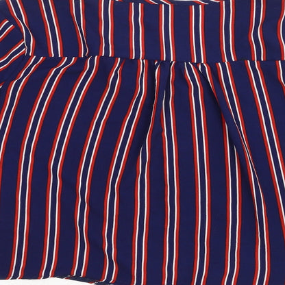 Apricot Womens Multicoloured Striped Viscose Basic Button-Up Size 12 V-Neck - Knot Front