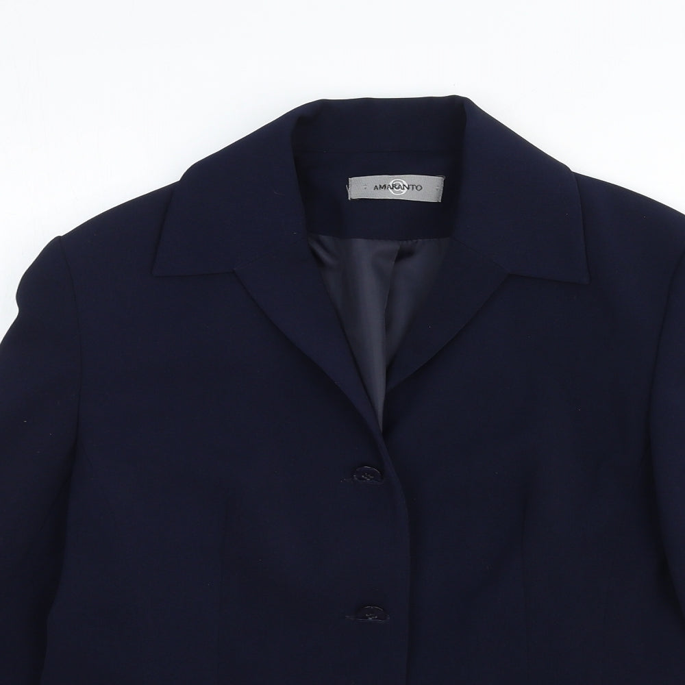 AMARANTO Womens Blue Cotton Jacket Suit Jacket Size S