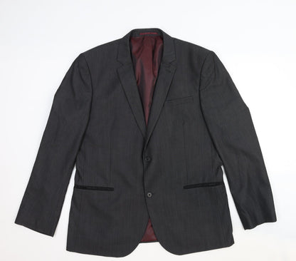 Next Mens Grey Striped Cotton Jacket Suit Jacket Size 44 Regular