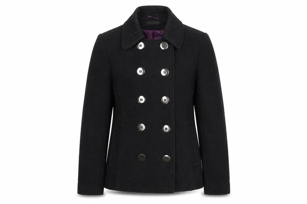 Savida Womens Black Pea Coat Coat Size 10 Button