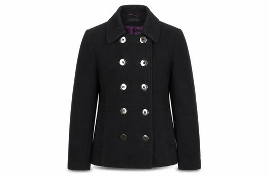 Savida Womens Black Pea Coat Coat Size 10 Button