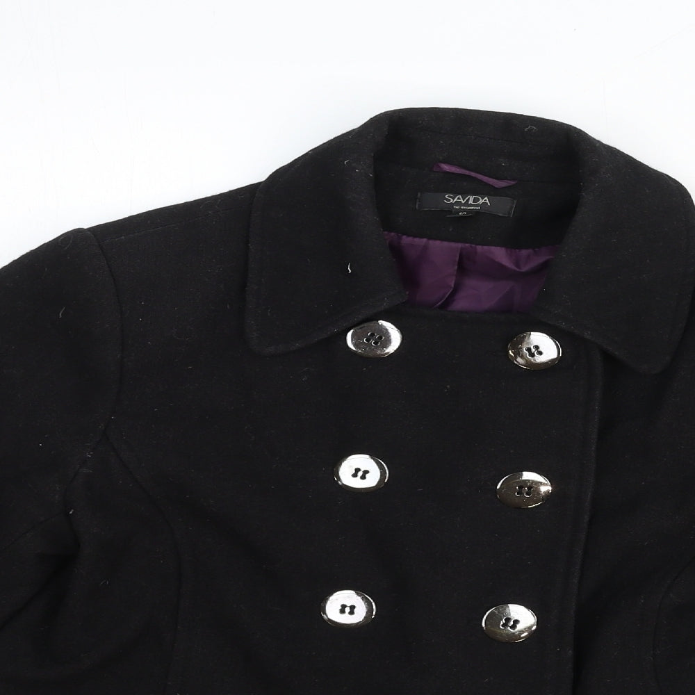 Savida Womens Black Pea Coat Coat Size 10 Button
