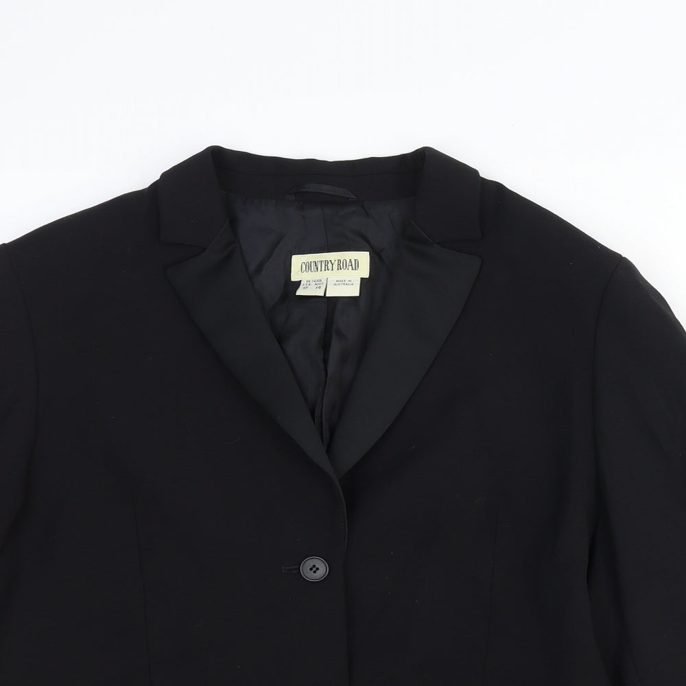 Country Road Womens Black Wool Jacket Suit Jacket Size 12