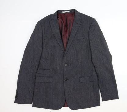 ONESIX5IVE Mens Grey Wool Jacket Suit Jacket Size 40 Regular