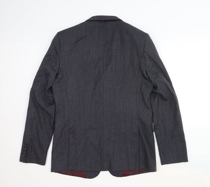 ONESIX5IVE Mens Grey Wool Jacket Suit Jacket Size 40 Regular