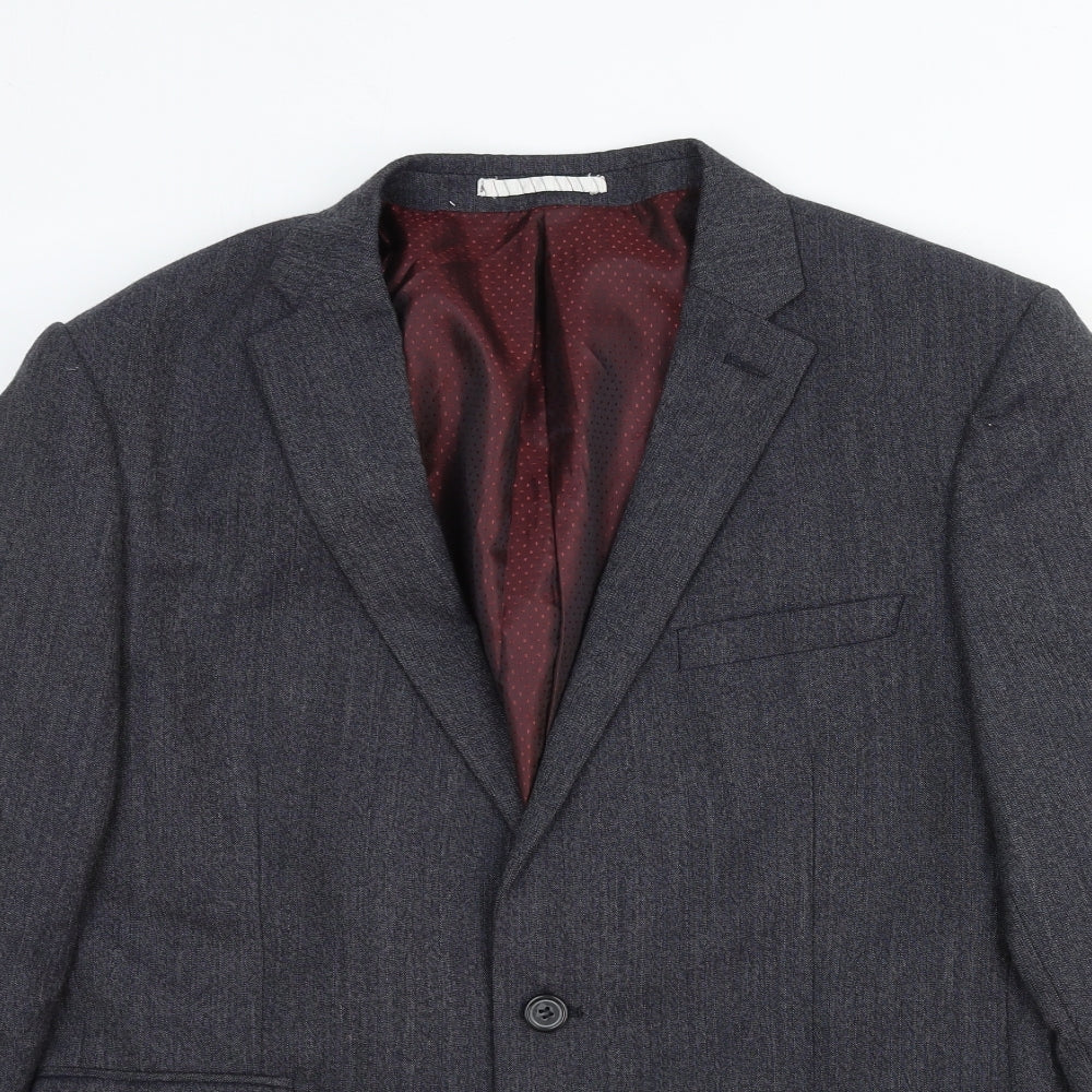 One Six Five Mens Grey Wool Jacket Suit Jacket Size 40 Regular
