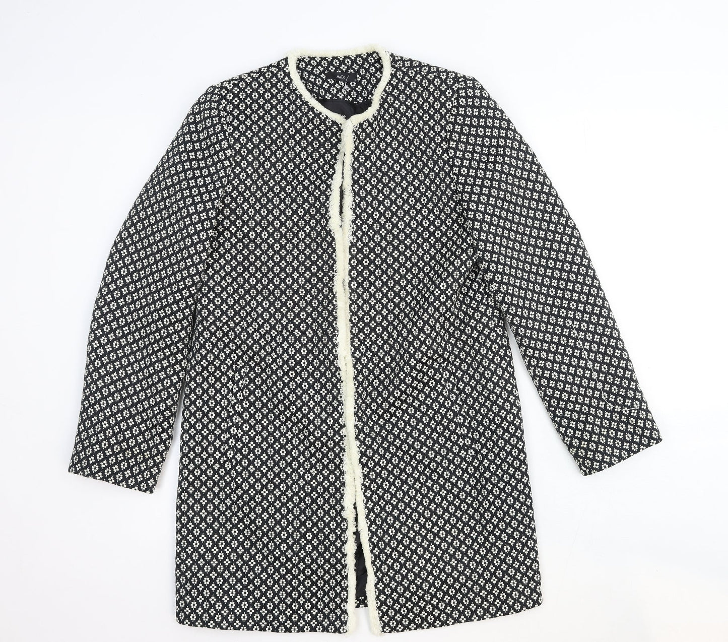 Marks and Spencer Womens Black Geometric Pea Coat Coat Size 8