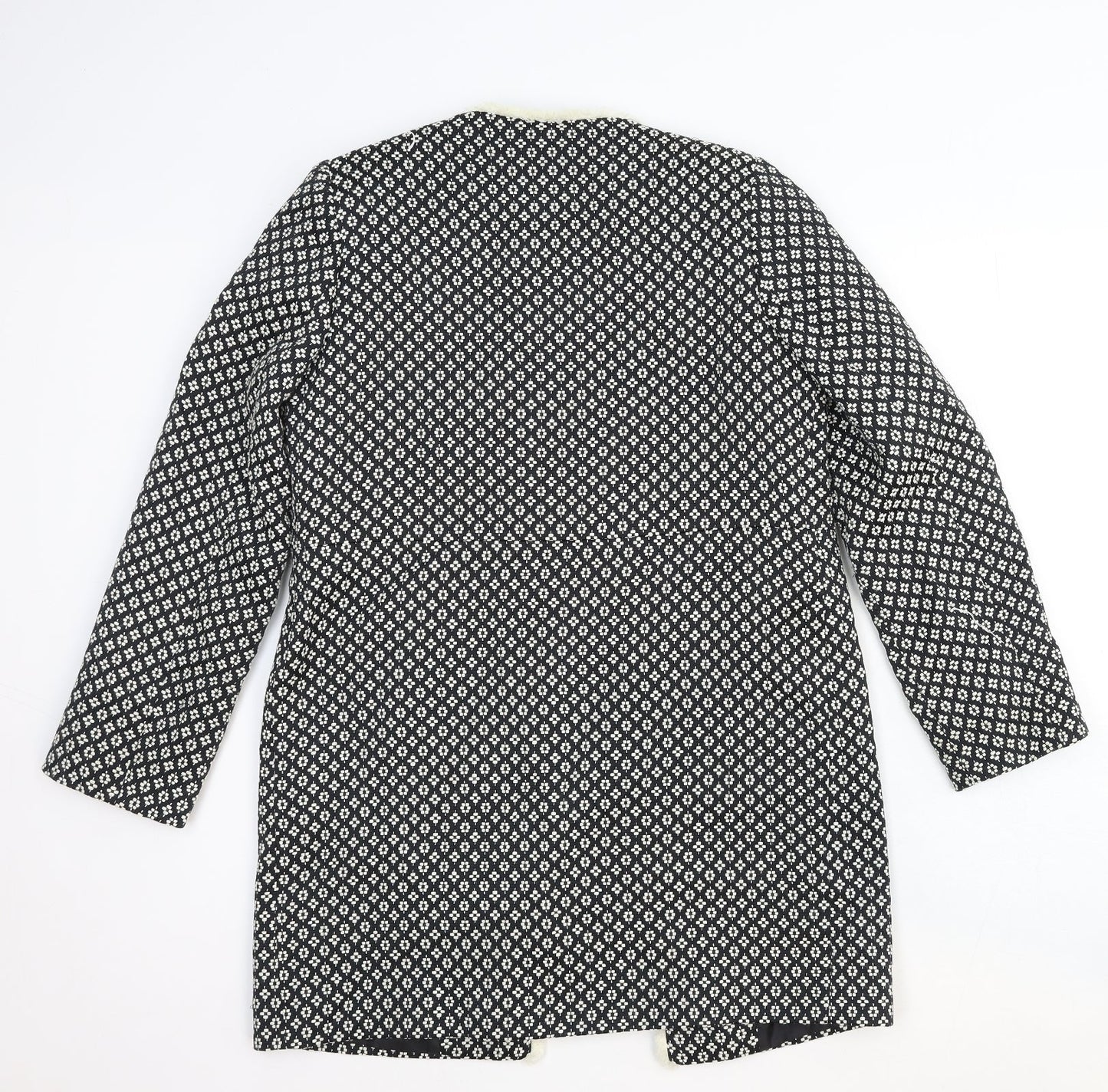 Marks and Spencer Womens Black Geometric Pea Coat Coat Size 8