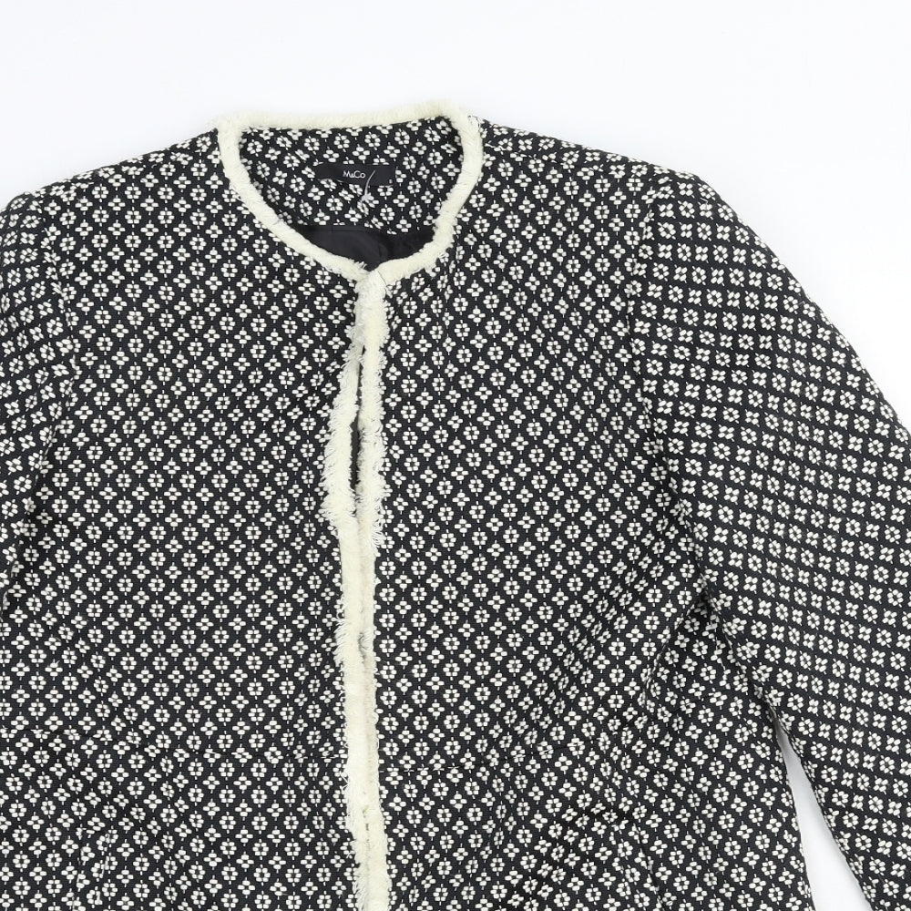 Marks and Spencer Womens Black Geometric Pea Coat Coat Size 8