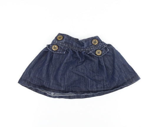 NEXT Girls Blue Cotton Skater Skirt Size 3-4 Years Regular Button
