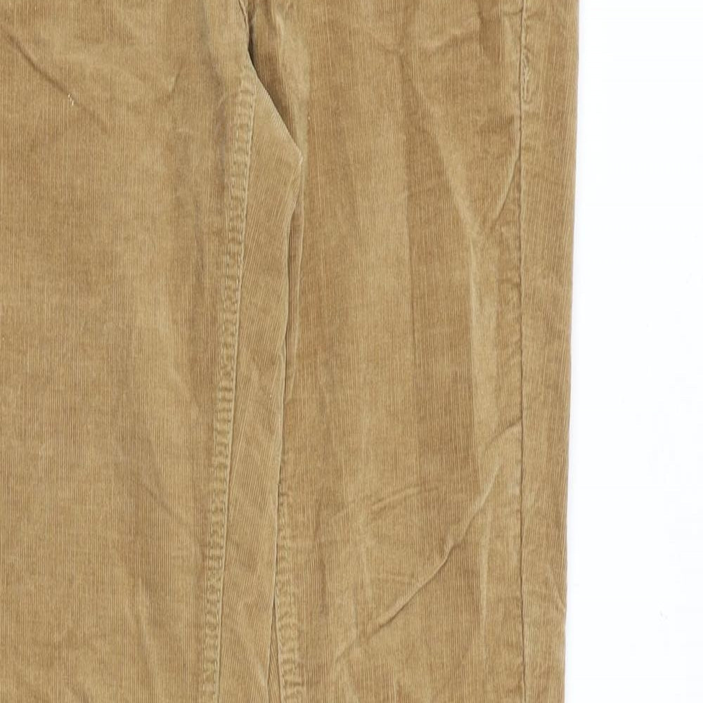 YES YES Womens Brown Cotton Trousers Size 28 in Slim Zip