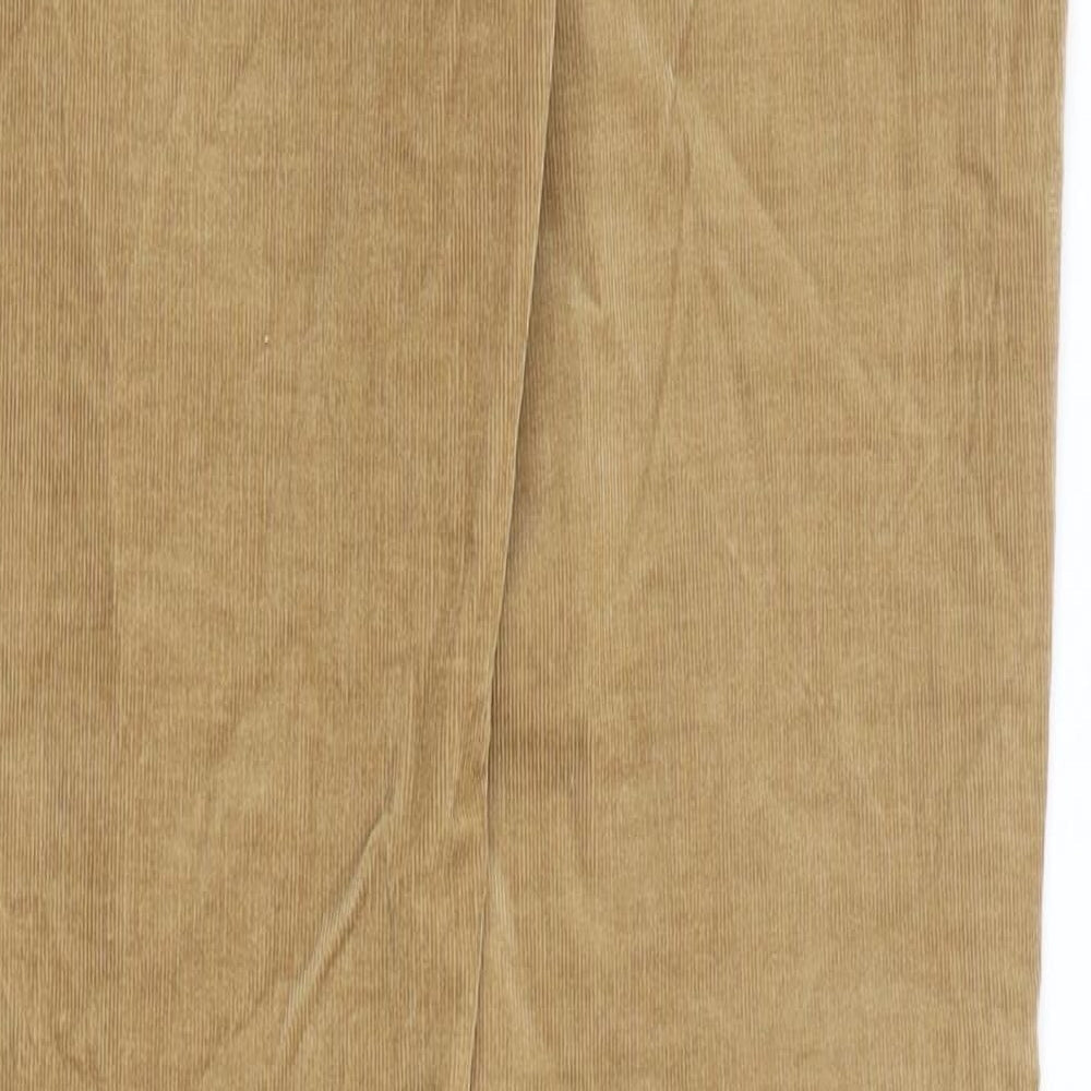 YES YES Womens Brown Cotton Trousers Size 28 in Slim Zip