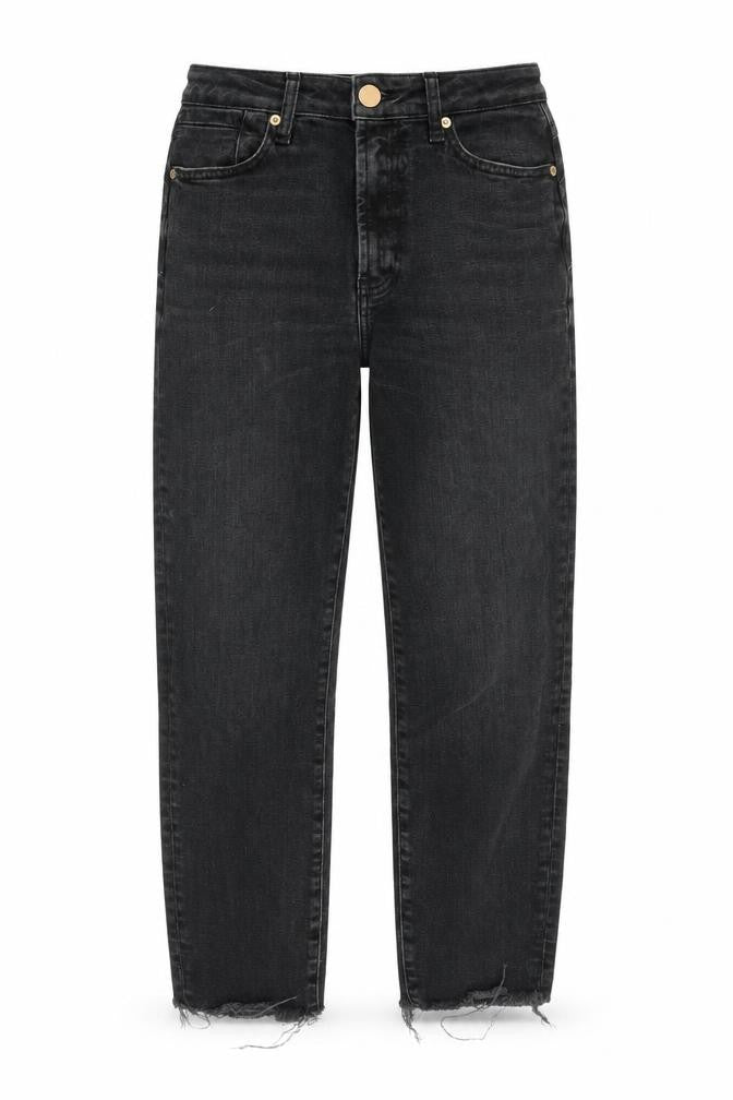 River Island Womens Black Cotton Straight Jeans Size 6 Regular Zip