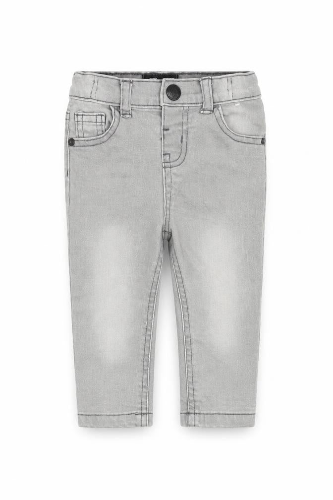 Denim & Co. Baby Grey Cotton Jogger Jeans Size 6-9 Months L50 cm Snap