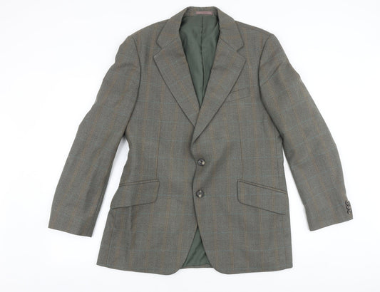 Grendale Mens Brown Plaid Polyester Jacket Suit Jacket Size 38 Regular