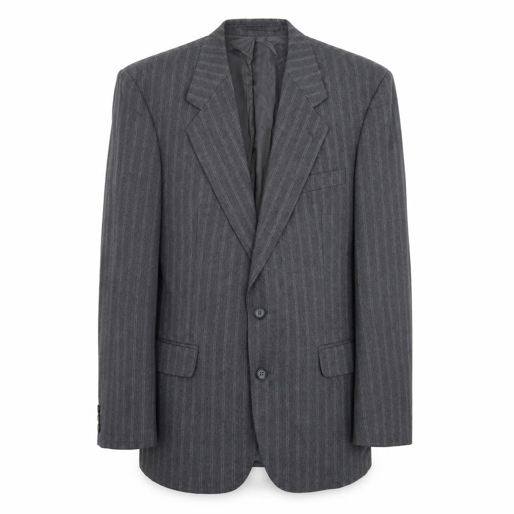 The Label Mens Grey Striped Cotton Jacket Suit Jacket Size 40 Regular