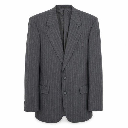 The Label Mens Grey Striped Cotton Jacket Suit Jacket Size 40 Regular