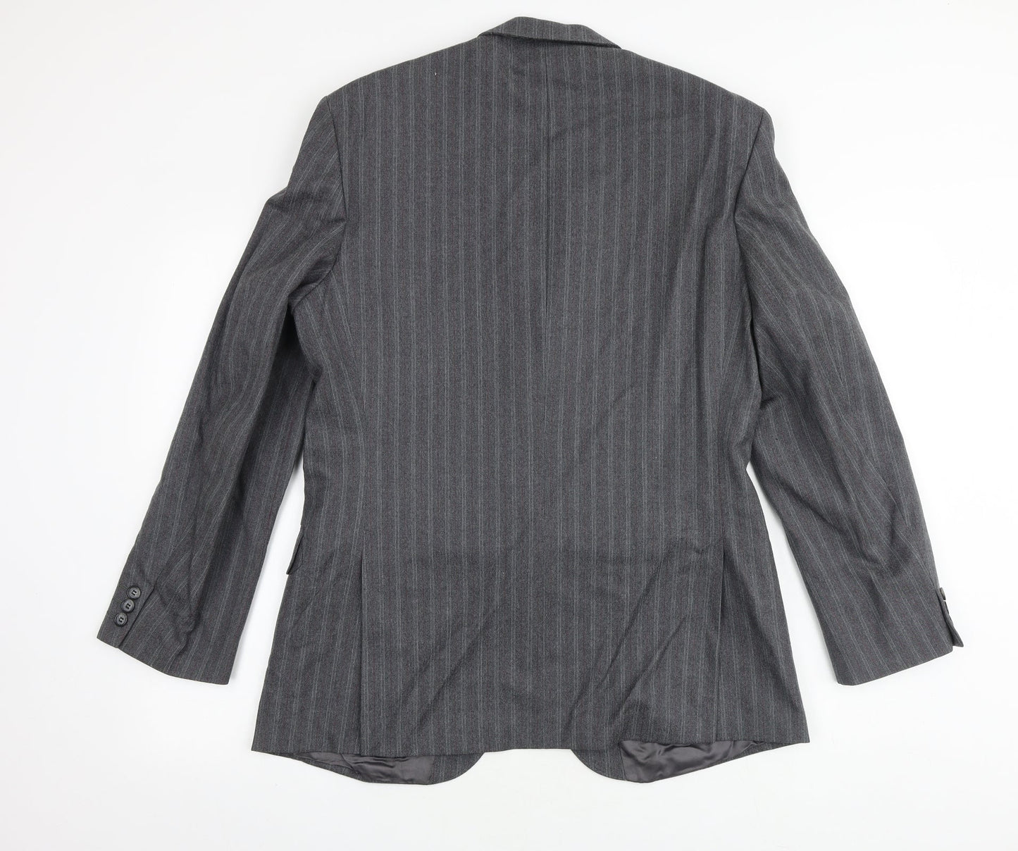 The Label Mens Grey Striped Cotton Jacket Suit Jacket Size 40 Regular