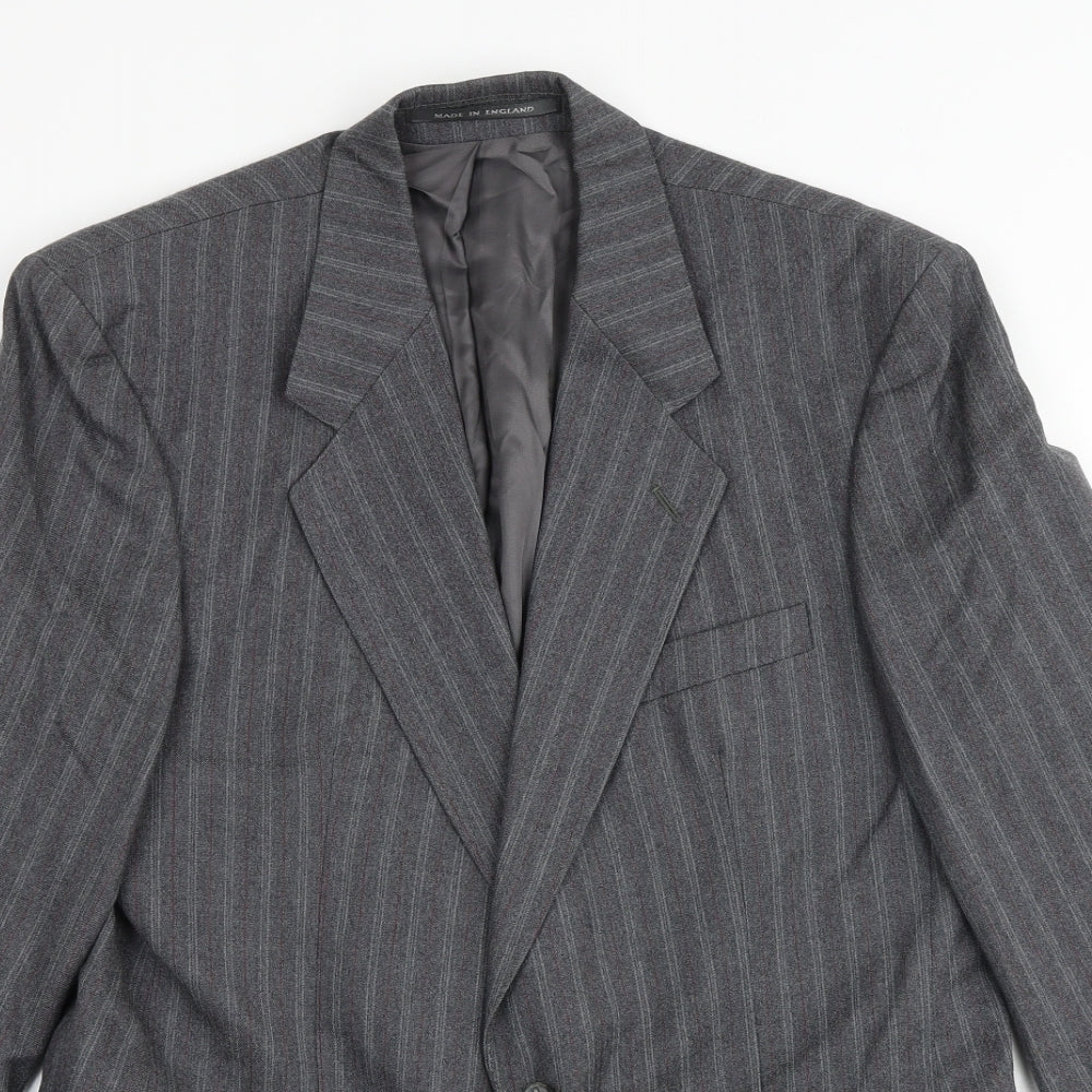 The Label Mens Grey Striped Cotton Jacket Suit Jacket Size 40 Regular