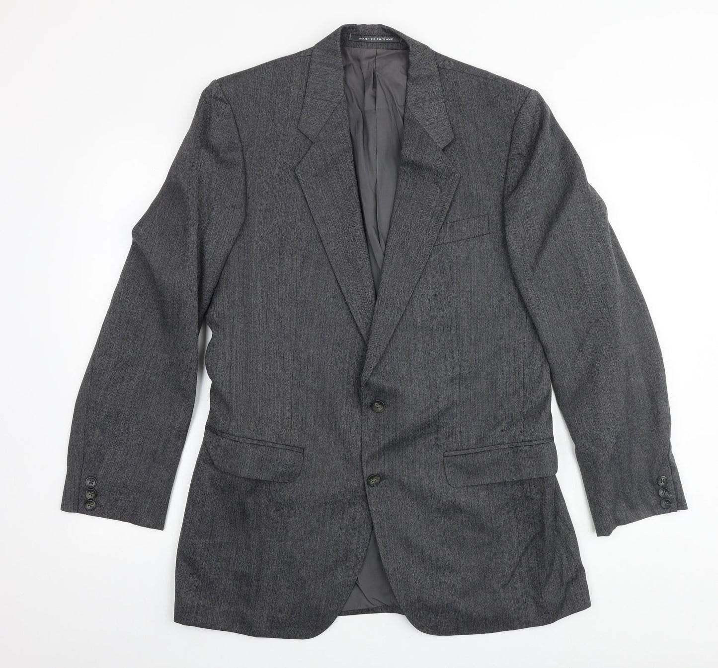 The Label Mens Grey Cotton Jacket Suit Jacket Size 40 Big & Tall