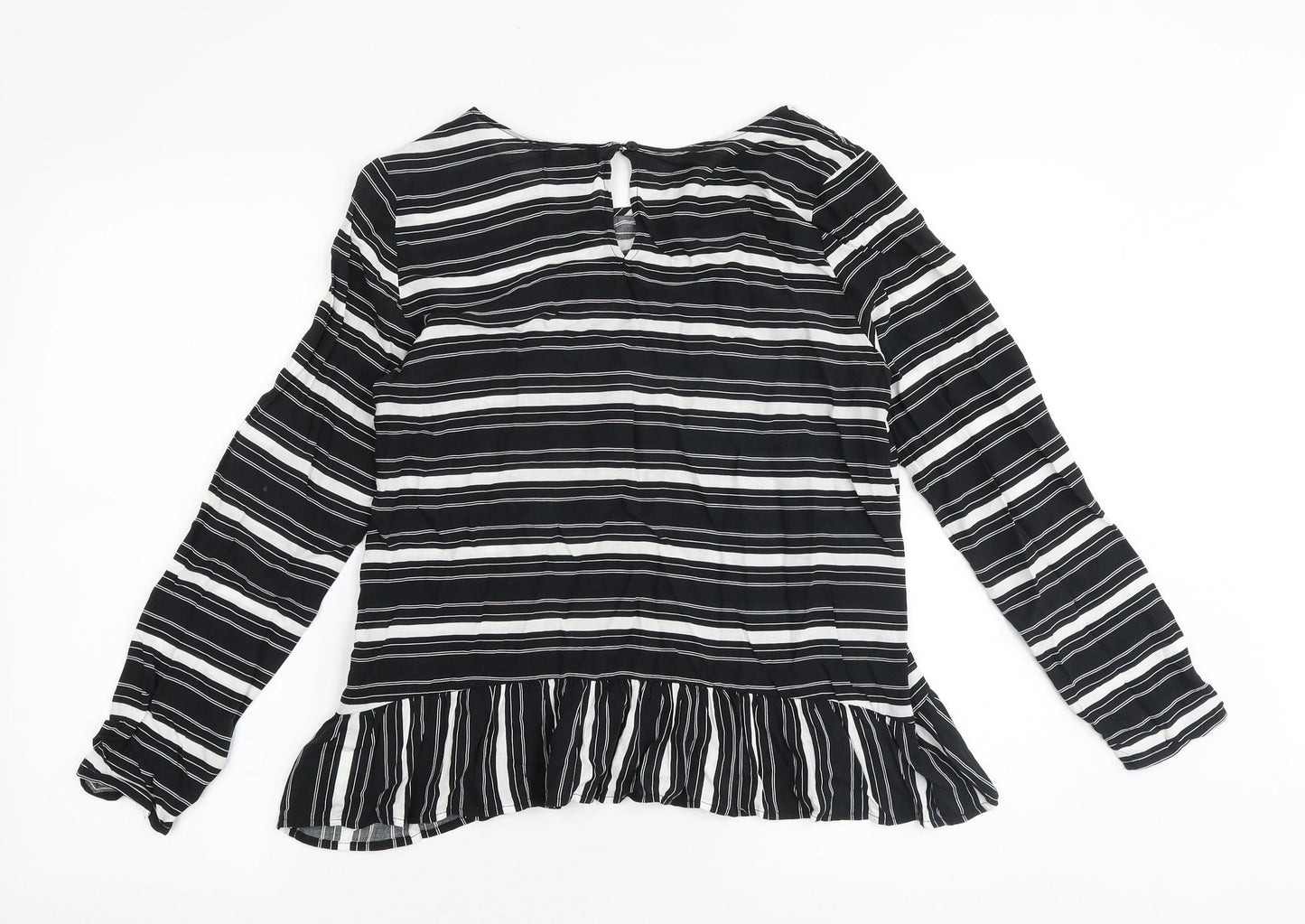Gap Womens Black Striped Viscose Basic Blouse Size XS Round Neck