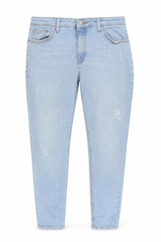F&F Womens Blue Cotton Tapered Jeans Size 34 in Regular Zip